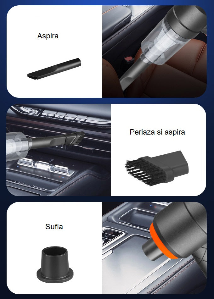 Aspirator Portabil fără Fir Flippy – Tip Pistol 2 în 1, Suflare și Aspirare, Încărcare USB, Autonomie 30 min, Pentru Casă și Mașină