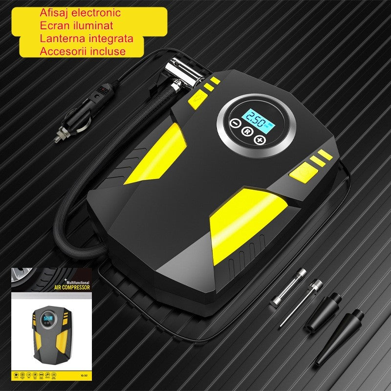 Compresor Auto Portabil Flippy – 12V, 120W, 35L/min, cu Ecran Digital și Lumină LED