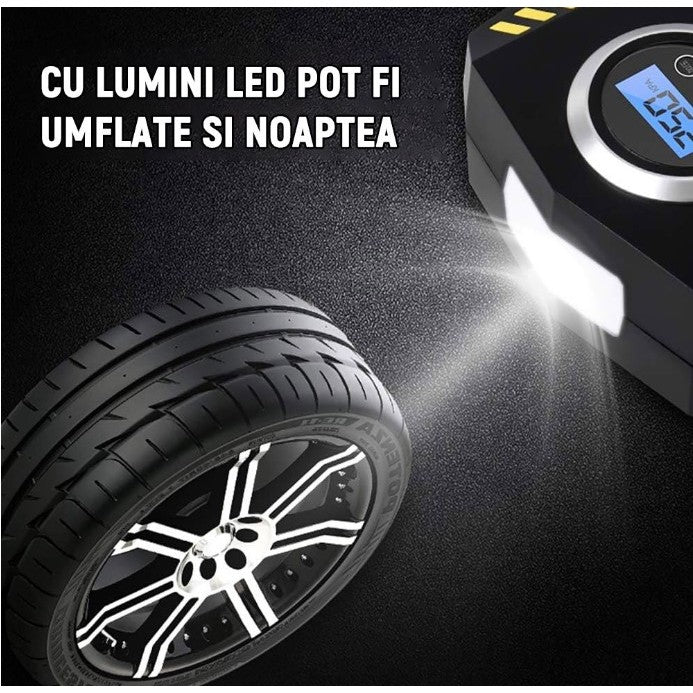 Compresor Auto Portabil Flippy – 12V, 120W, 35L/min, cu Ecran Digital și Lumină LED