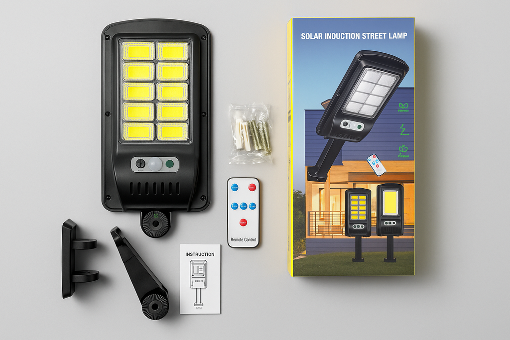 Lampă Stradală Solară LED 119 SMD cu Senzor de Mișcare și Telecomandă – Iluminare Puternică, IP65