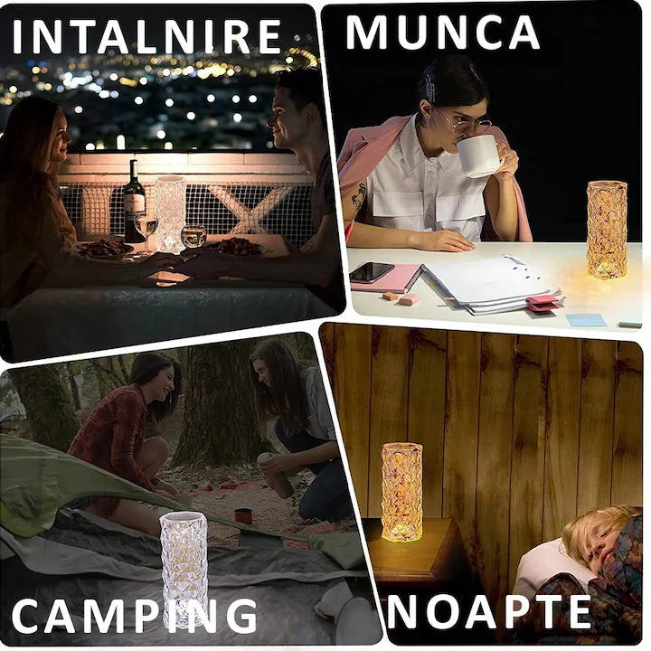Lampa Luminoasa led Efect Cristal, 3 Lumini Albe, 16 Lumini RGB, Telecomanda Inclusa, Control Tactil, Reincarcabila pentru Dormitor, Birou, Bucatarie 