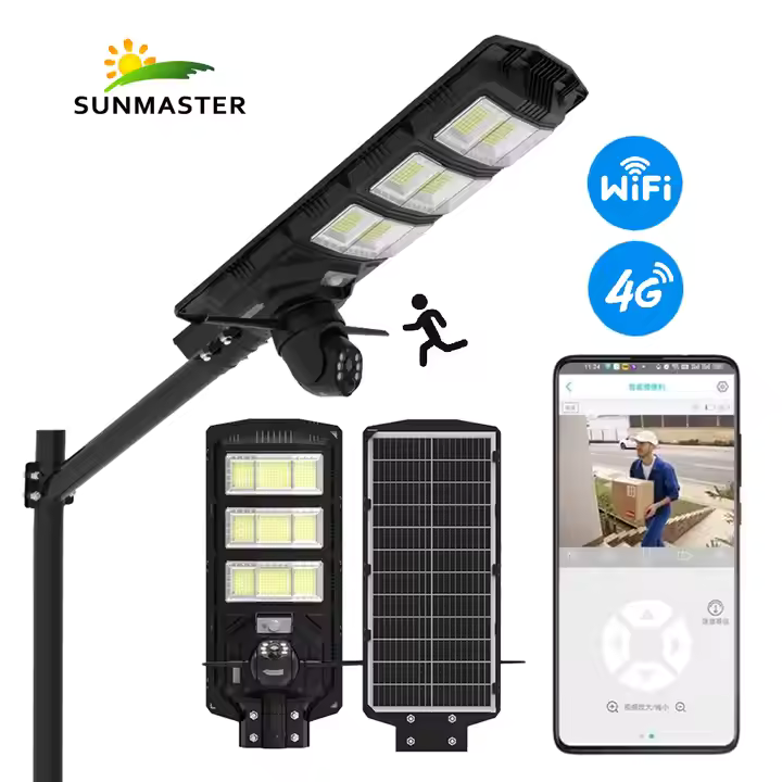 Lampa Solară cu Cameră de Supraveghere Încorporată, 4G, IP65, 450W 