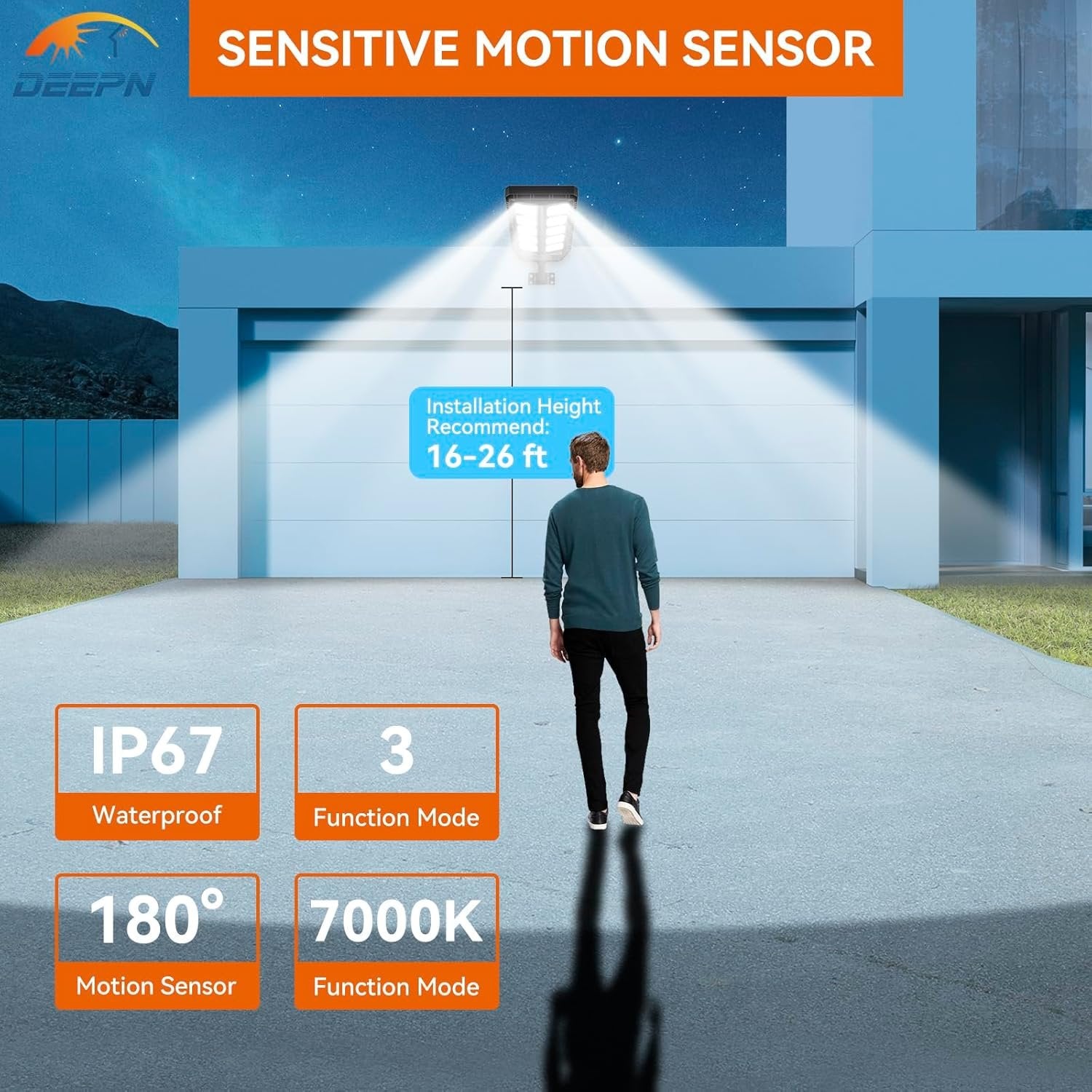 Lampă Solară Stradală LED IP67 – cu Senzor de Mișcare, Telecomandă și Lumină Alb Rece 6500K