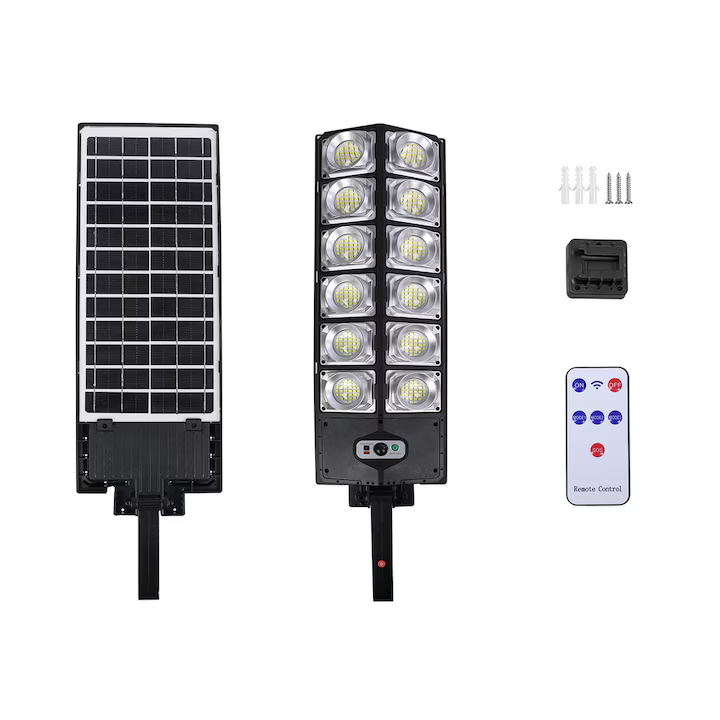 Lampă Stradală Solară LED 150W, cu 12 Casete, Senzor de Mișcare, IP65
