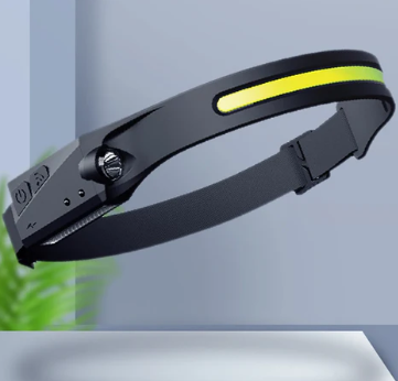 Lanternă Frontală LED Reîncărcabilă – 350 Lumeni, Senzor de Mișcare, 5 Moduri, Unghi 230°, Impermeabilă, USB