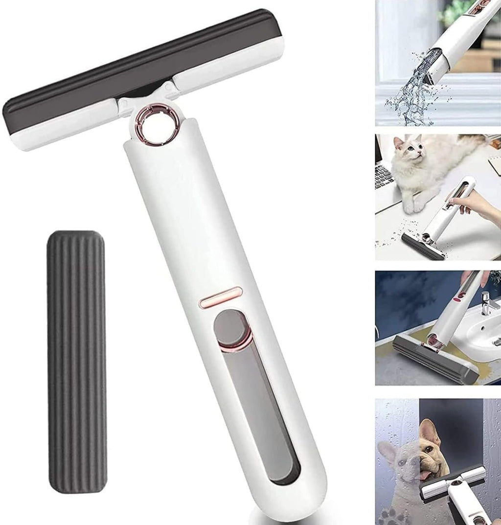 Mini Mop de mână 29x12cm cu burete pliabil – stoarcere rapidă, compact și super-absorbant