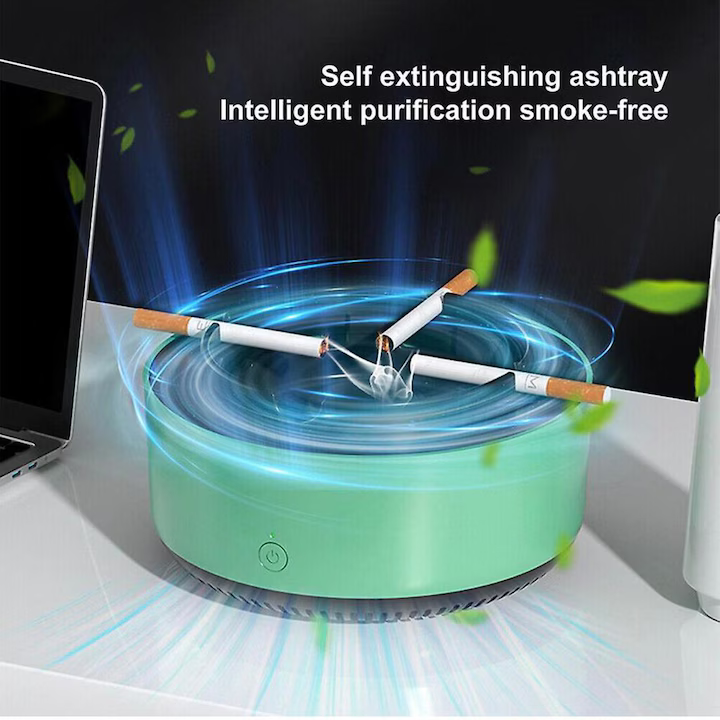 Scrumieră Electrică Multifuncțională cu Ventilator și Filtru Antifum – Filtrare Eficientă a Fumului, Design Modern, Ideală pentru Casă sau Birou