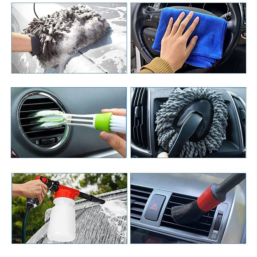 Set 29 Accesorii pentru Curățare Auto Flippy – PP &amp; Microfibră, Interior/Exterior, Compatibil cu Bormașină