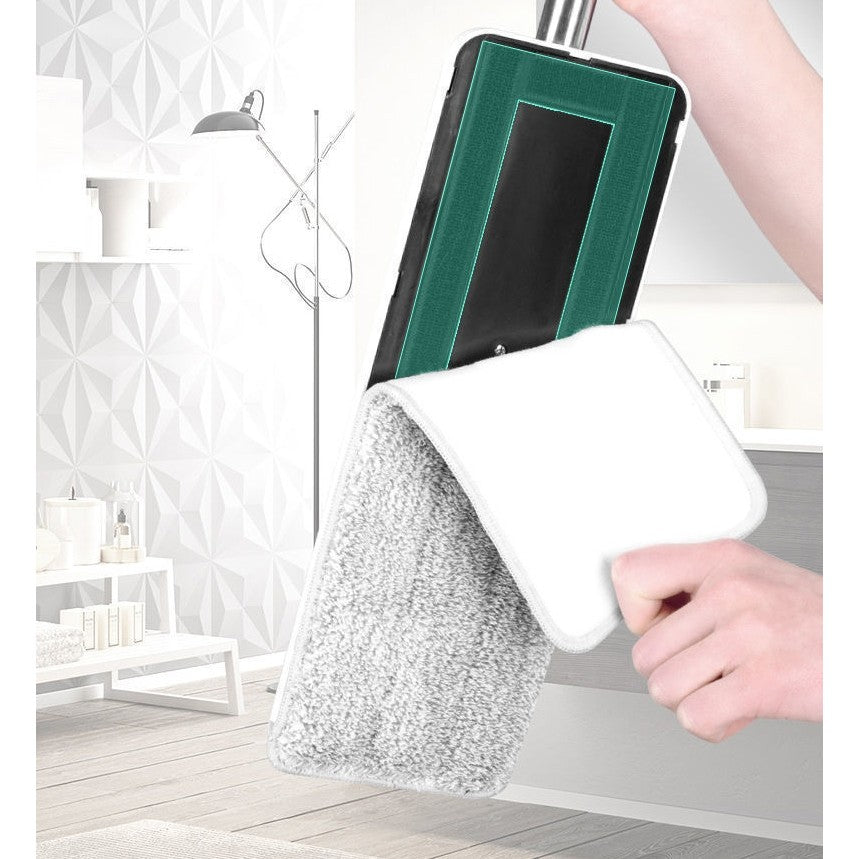 Set Mop cu Găleată Dublă – Sistem de Spălare și Stoarcere, Mop Plat din Microfibră, Curățare Eficientă pentru Parchet, Gresie și Marmură