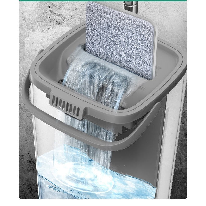 Set Mop cu Găleată Dublă – Sistem de Spălare și Stoarcere, Mop Plat din Microfibră, Curățare Eficientă pentru Parchet, Gresie și Marmură